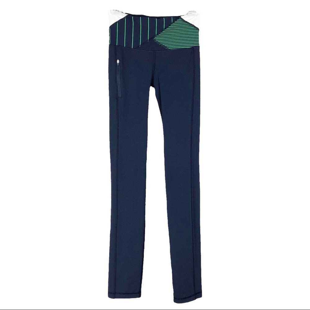 Lululemon Can't Stop Slalom Stripe Inkwell Hyper Stripe Green Bean Long Leggings